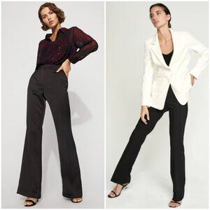 WHBM The Slim Flare Pant Trousers Stretch Black size 10 Short Office Career Work